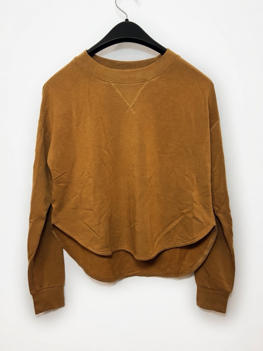 Lou & Grey Cropped Oversized Crewneck Sweatshirt in Rich Caramel Women’s Size XS
